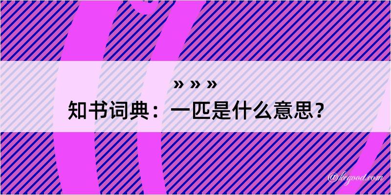 知书词典：一匹是什么意思？