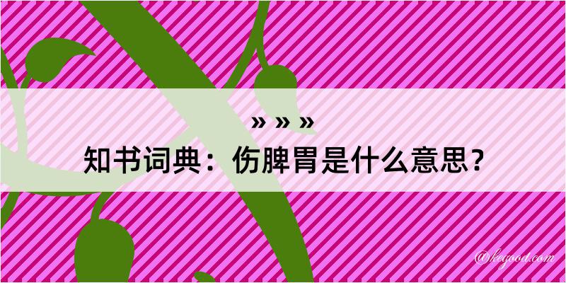 知书词典：伤脾胃是什么意思？