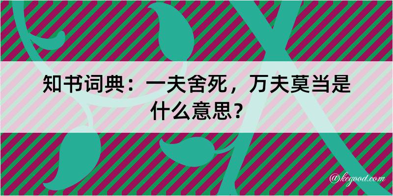 知书词典：一夫舍死，万夫莫当是什么意思？