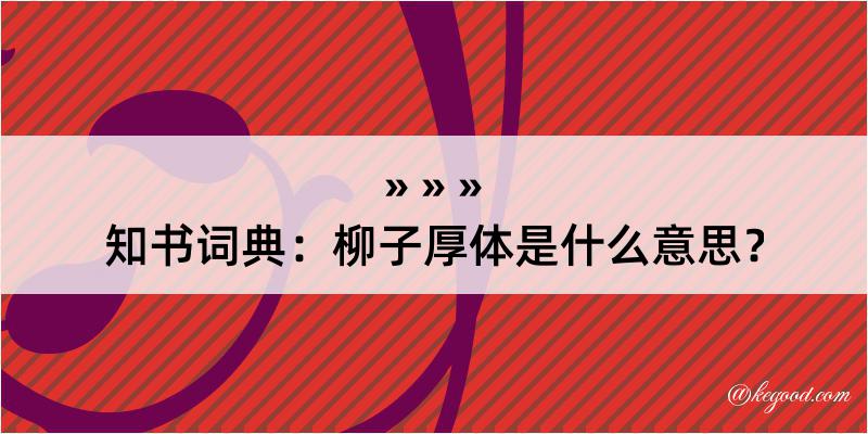 知书词典：柳子厚体是什么意思？