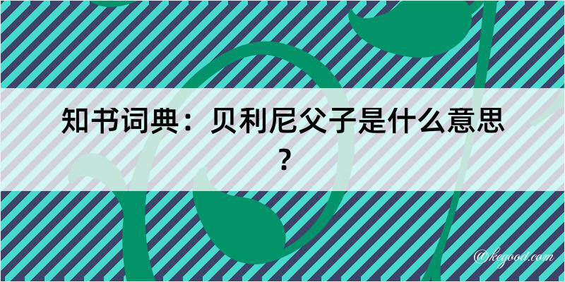 知书词典：贝利尼父子是什么意思？