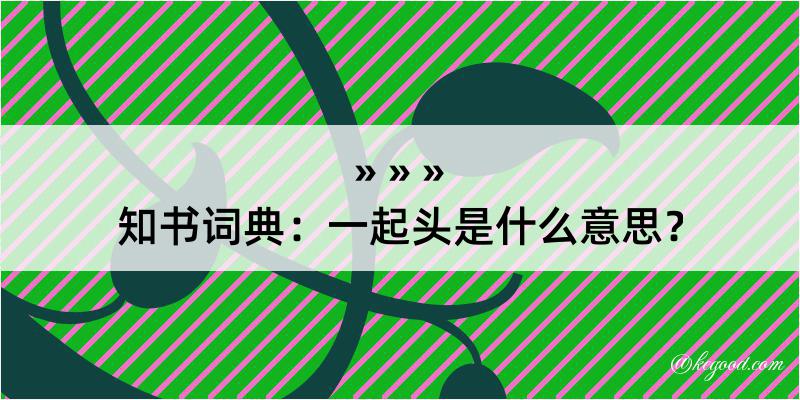 知书词典：一起头是什么意思？