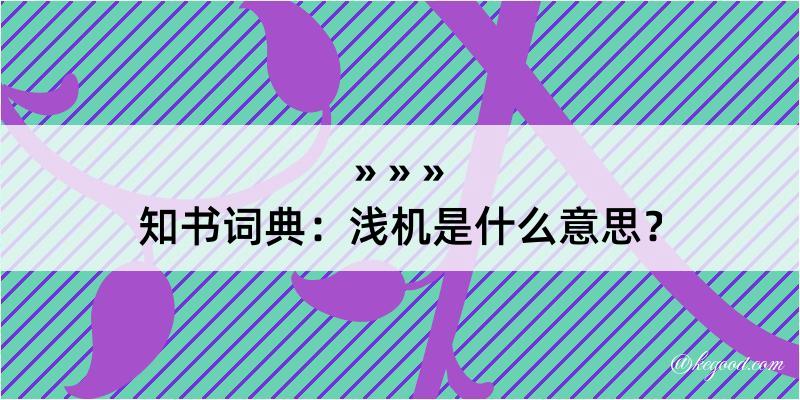 知书词典：浅机是什么意思？