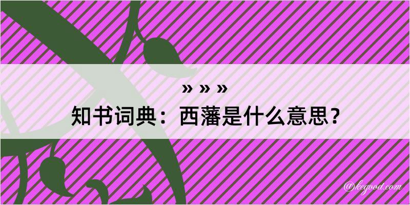 知书词典：西藩是什么意思？