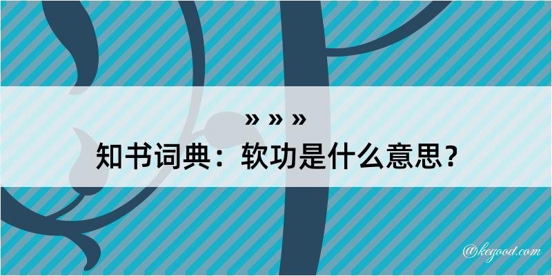 知书词典：软功是什么意思？