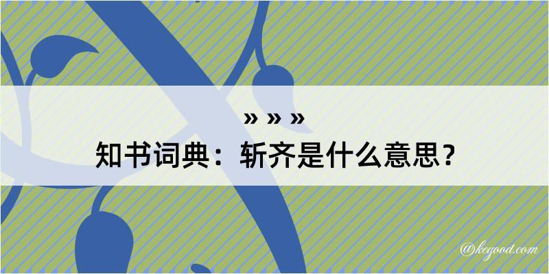 知书词典：斩齐是什么意思？