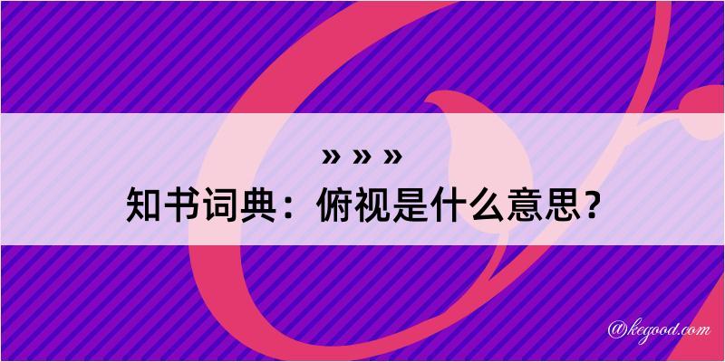 知书词典：俯视是什么意思？