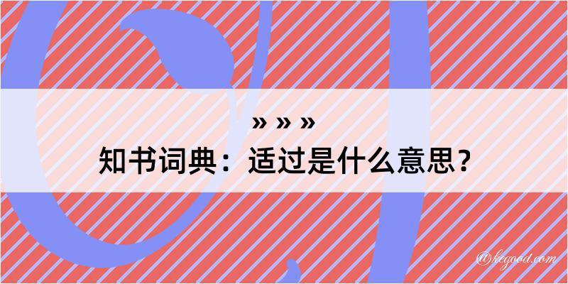 知书词典：适过是什么意思？