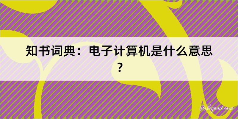 知书词典：电子计算机是什么意思？