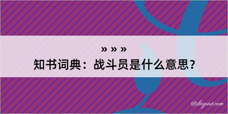 知书词典：战斗员是什么意思？