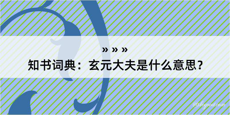 知书词典：玄元大夫是什么意思？