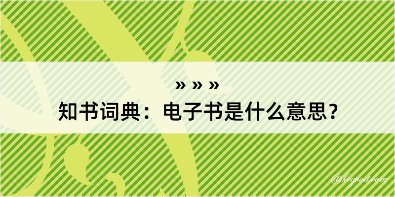 知书词典：电子书是什么意思？