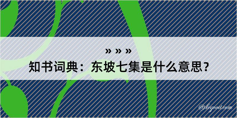 知书词典：东坡七集是什么意思？