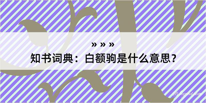 知书词典：白额驹是什么意思？