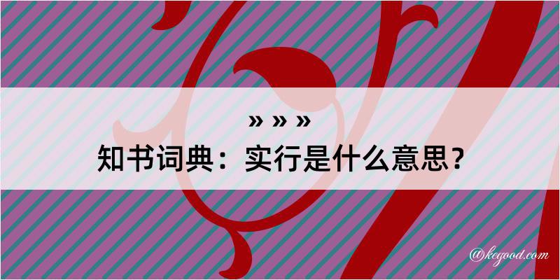 知书词典：实行是什么意思？