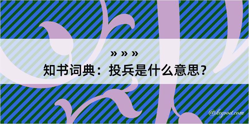 知书词典：投兵是什么意思？