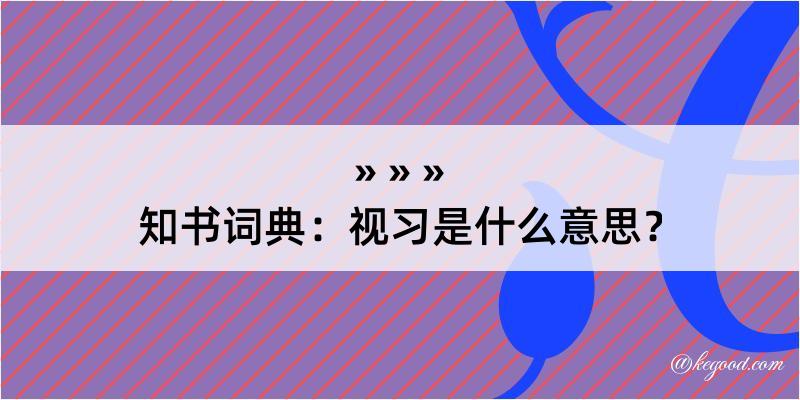 知书词典：视习是什么意思？