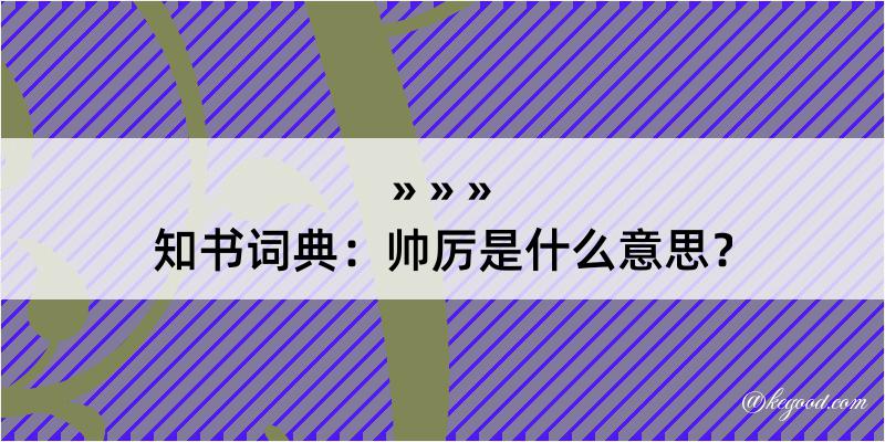 知书词典：帅厉是什么意思？