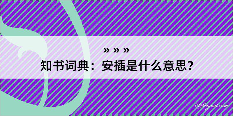 知书词典：安插是什么意思？