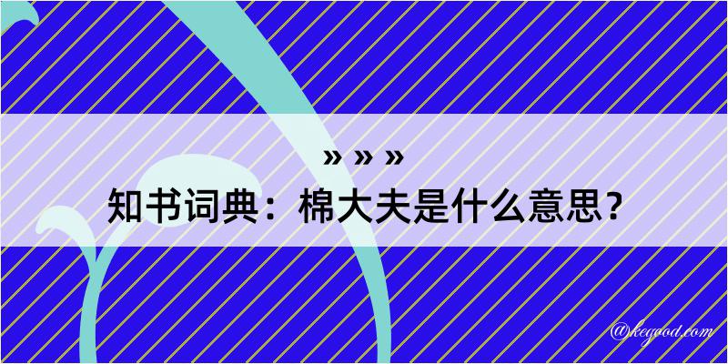 知书词典：棉大夫是什么意思？