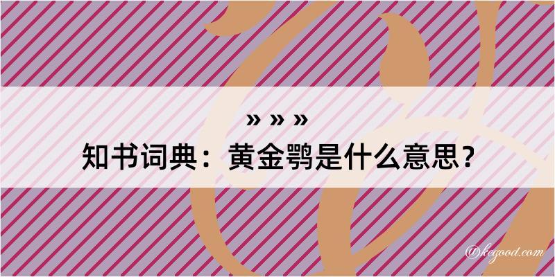 知书词典：黄金鹗是什么意思？