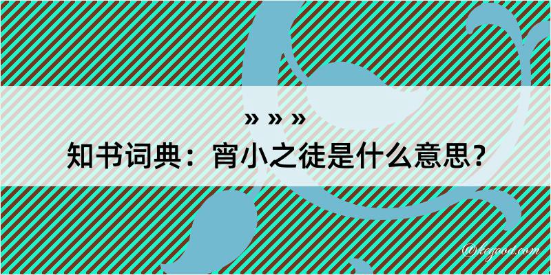 知书词典：宵小之徒是什么意思？