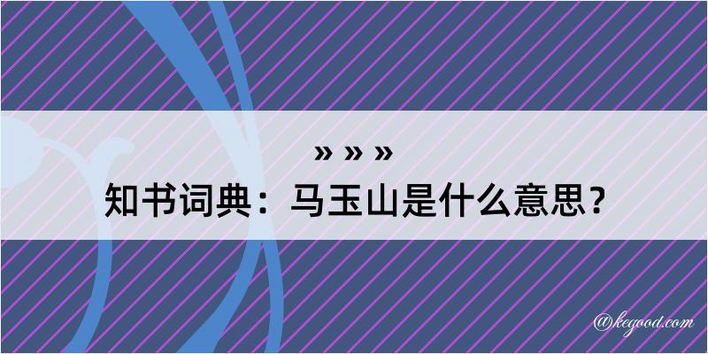 知书词典：马玉山是什么意思？