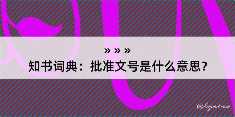 知书词典：批准文号是什么意思？