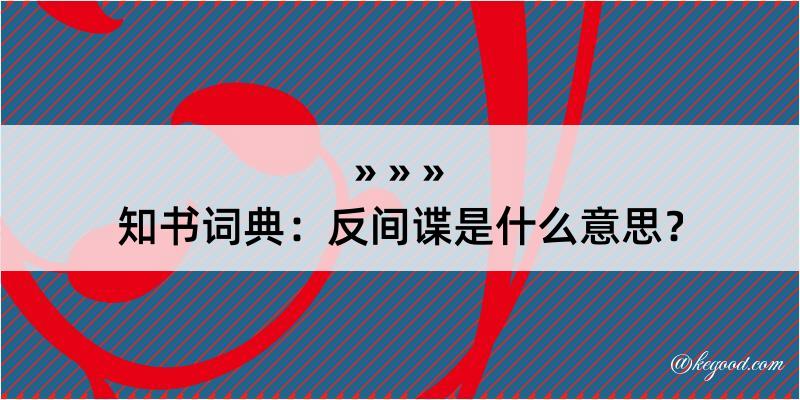 知书词典：反间谍是什么意思？