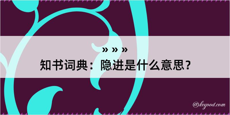 知书词典：隐进是什么意思？