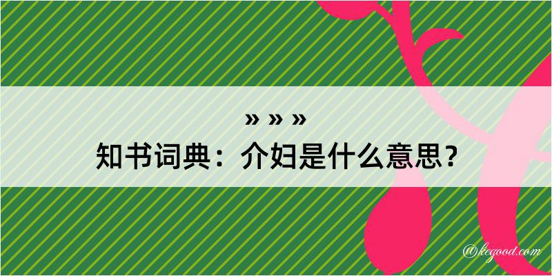 知书词典：介妇是什么意思？