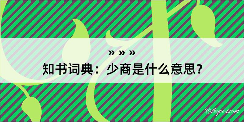 知书词典：少商是什么意思？