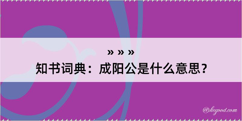 知书词典：成阳公是什么意思？