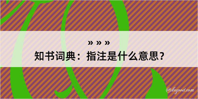 知书词典：指注是什么意思？