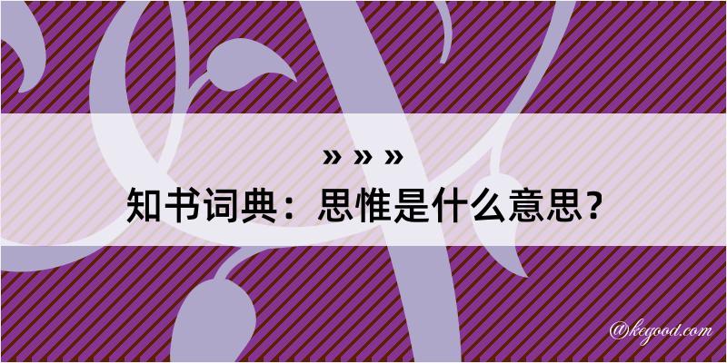 知书词典：思惟是什么意思？