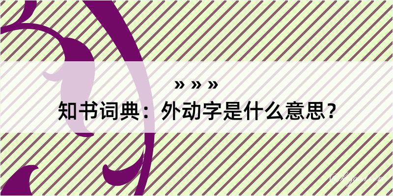 知书词典：外动字是什么意思？