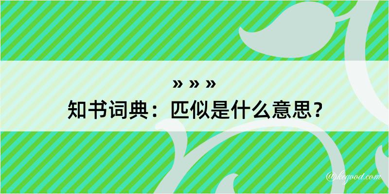 知书词典：匹似是什么意思？