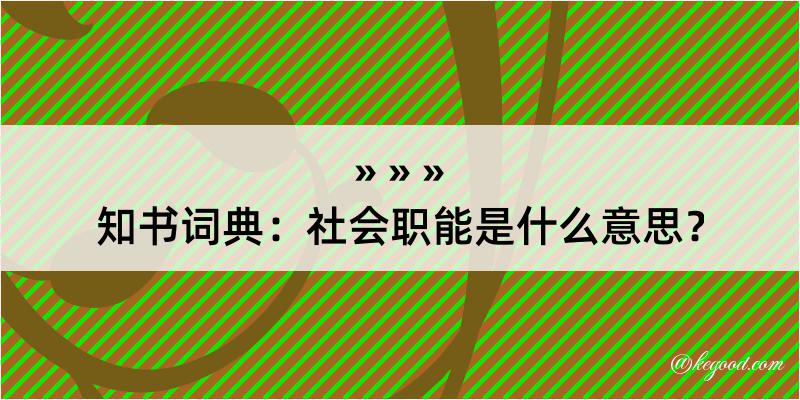 知书词典：社会职能是什么意思？