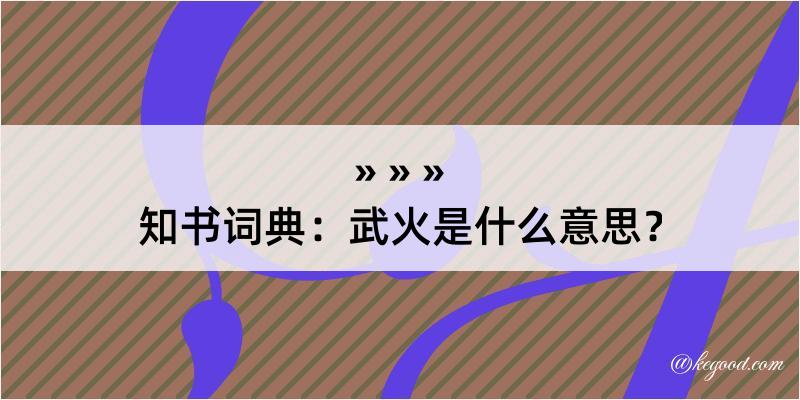 知书词典：武火是什么意思？