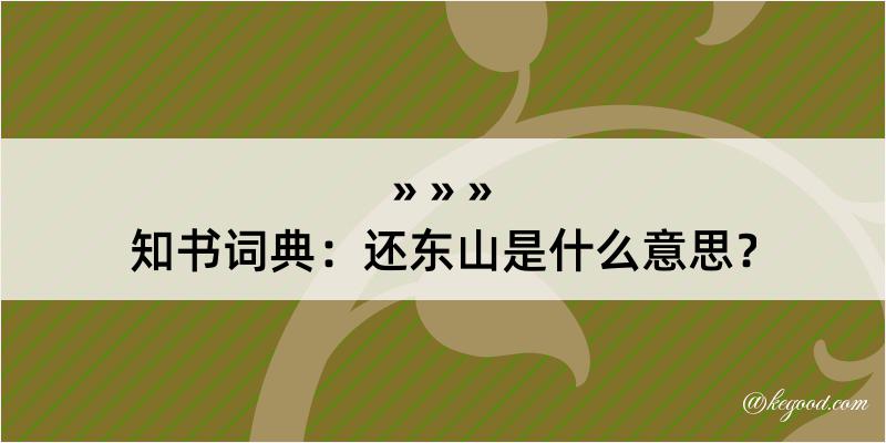 知书词典：还东山是什么意思？