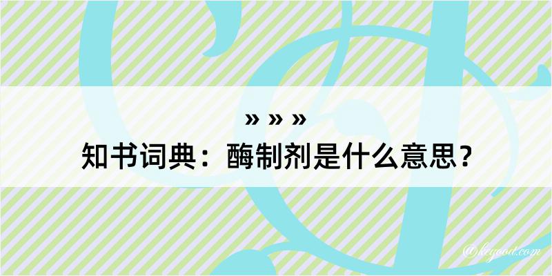 知书词典：酶制剂是什么意思？