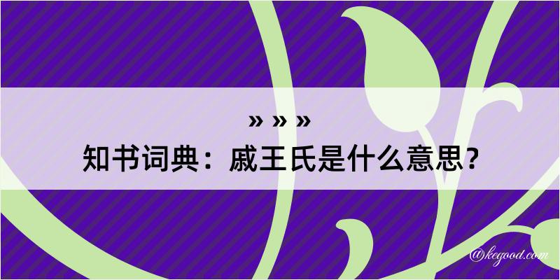 知书词典：戚王氏是什么意思？