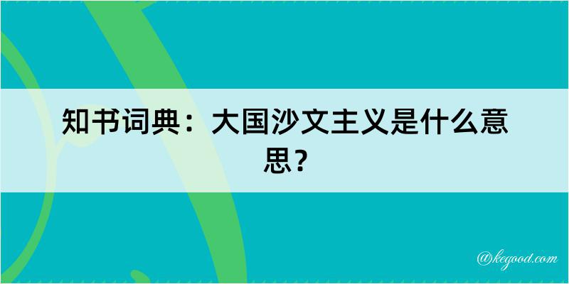 知书词典：大国沙文主义是什么意思？