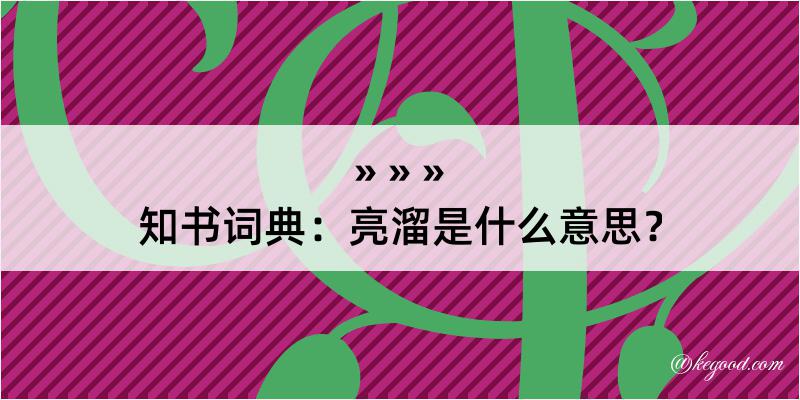 知书词典：亮溜是什么意思？