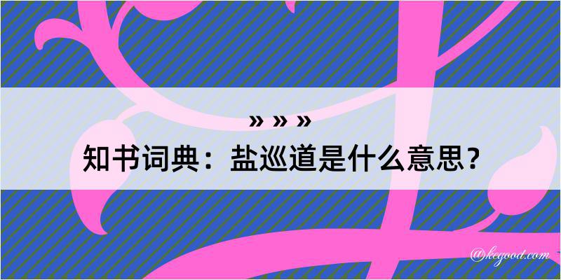 知书词典：盐巡道是什么意思？