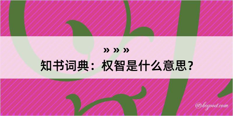 知书词典：权智是什么意思？