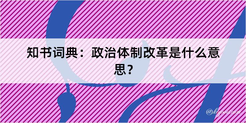 知书词典：政治体制改革是什么意思？