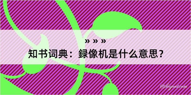 知书词典：録像机是什么意思？