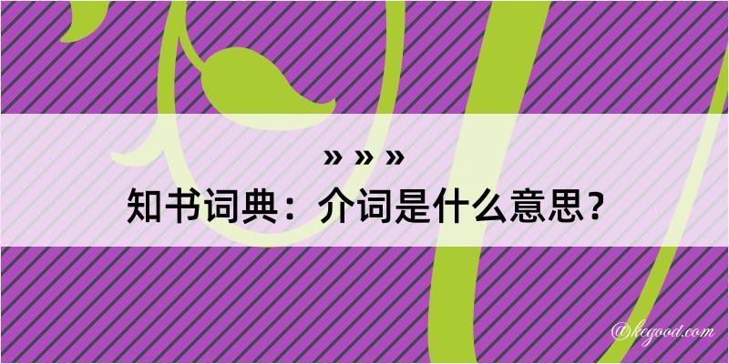 知书词典：介词是什么意思？