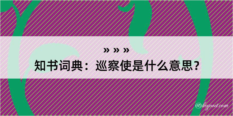 知书词典：巡察使是什么意思？